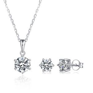 925 Sterling Silver Moissanite Stud Earrings and Pendant Jewelry Set